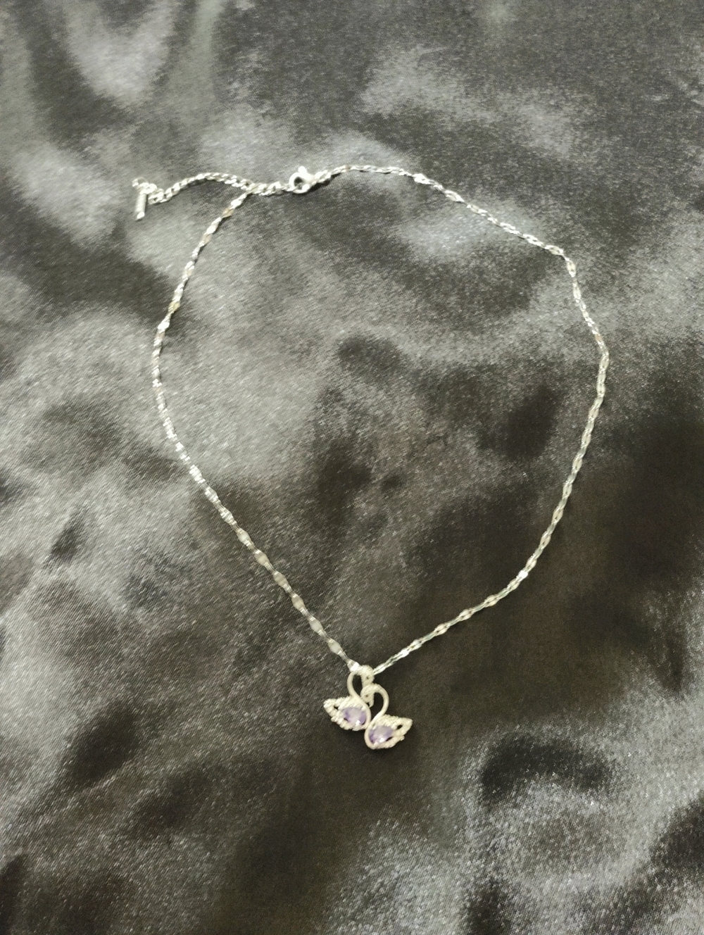 Silver Tone Swan Statement Necklace - Picture 2 of 3